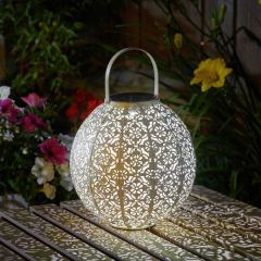 Large Cream Damasque Solar Lantern