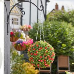 ENJOi 30cm Artificial Red Rose Topiary Ball