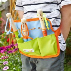 Smart Garden Tool Belt & 3 Wooden Handled Tools