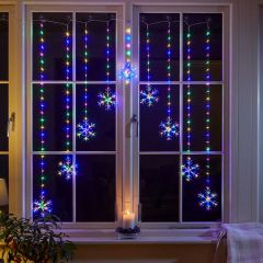 Snowflake Curtain String Lights Multicoloured