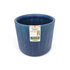 Round Wood Filled Pot Blue 35cm