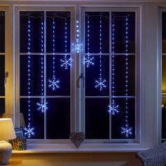 Snowflake Curtain Lights Cool White