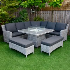 ENJOi Eden Grey Curved Firepit Corner Set