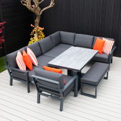 ENJOi Cinder Rectangle L Corner Height Adjustable Table Set